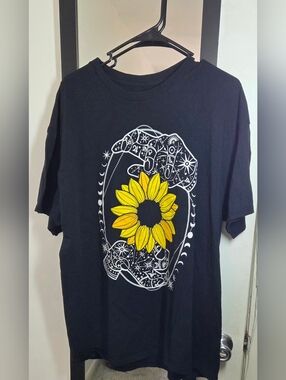 Threadless Black Tshirt With Sunflower